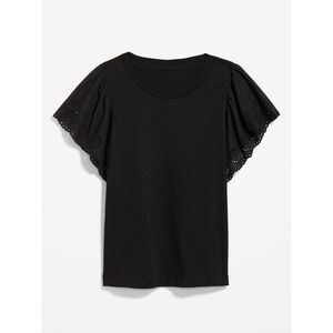 Old Navy Women's Cutwork-Sleeve Mixed Fabric Blouse - Black - Size XXL - #686598